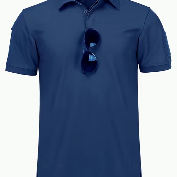 Men's Solid (Blue) Short-sleeve Polo Shirt - Picture 4 of 5